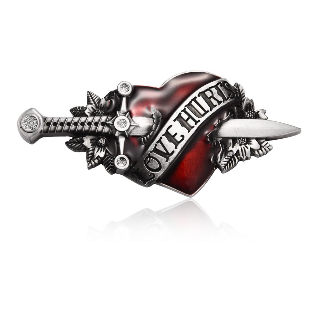 1605 Novelty Belt Buckle, Heart Sword Western Belt Buckle , Halloween